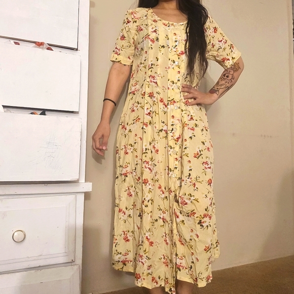 La Cera Yellow Floral Midi dress - Picture 2 of 4